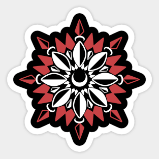 Abstract Moon Flower Print (Red) Sticker